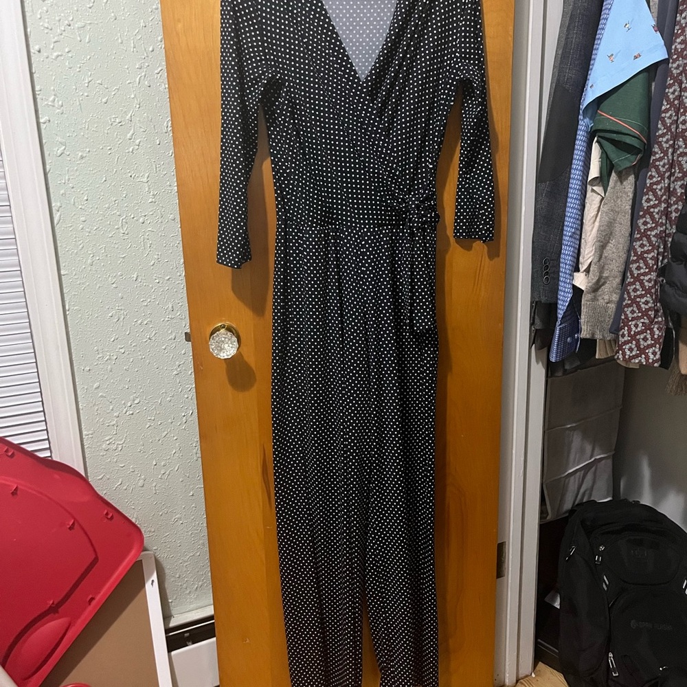 Blue and White Polka Dot Jumpsuit
